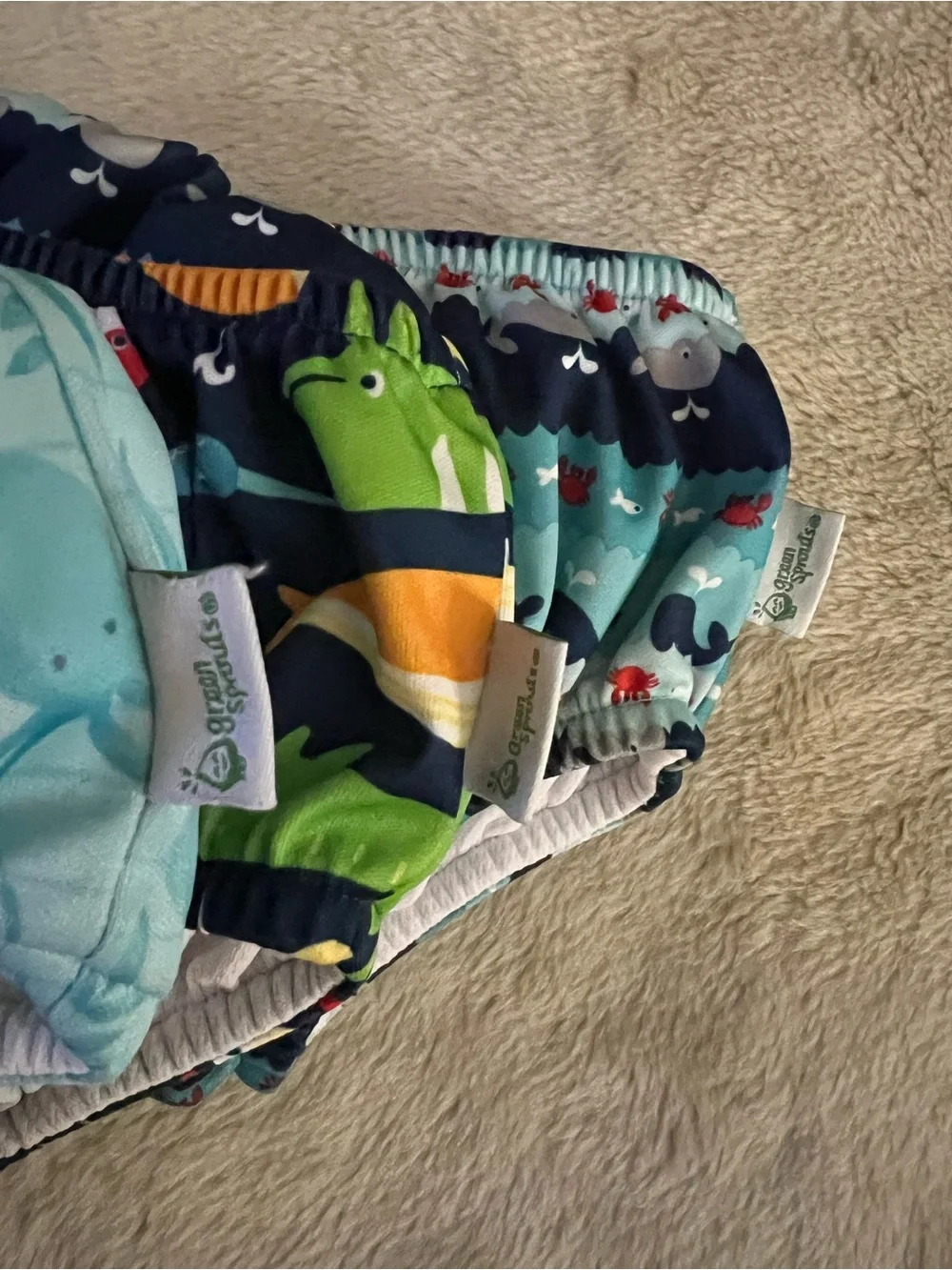 Baby Reusable Swim Diaper Cover - Ocean Animals (Blue)
